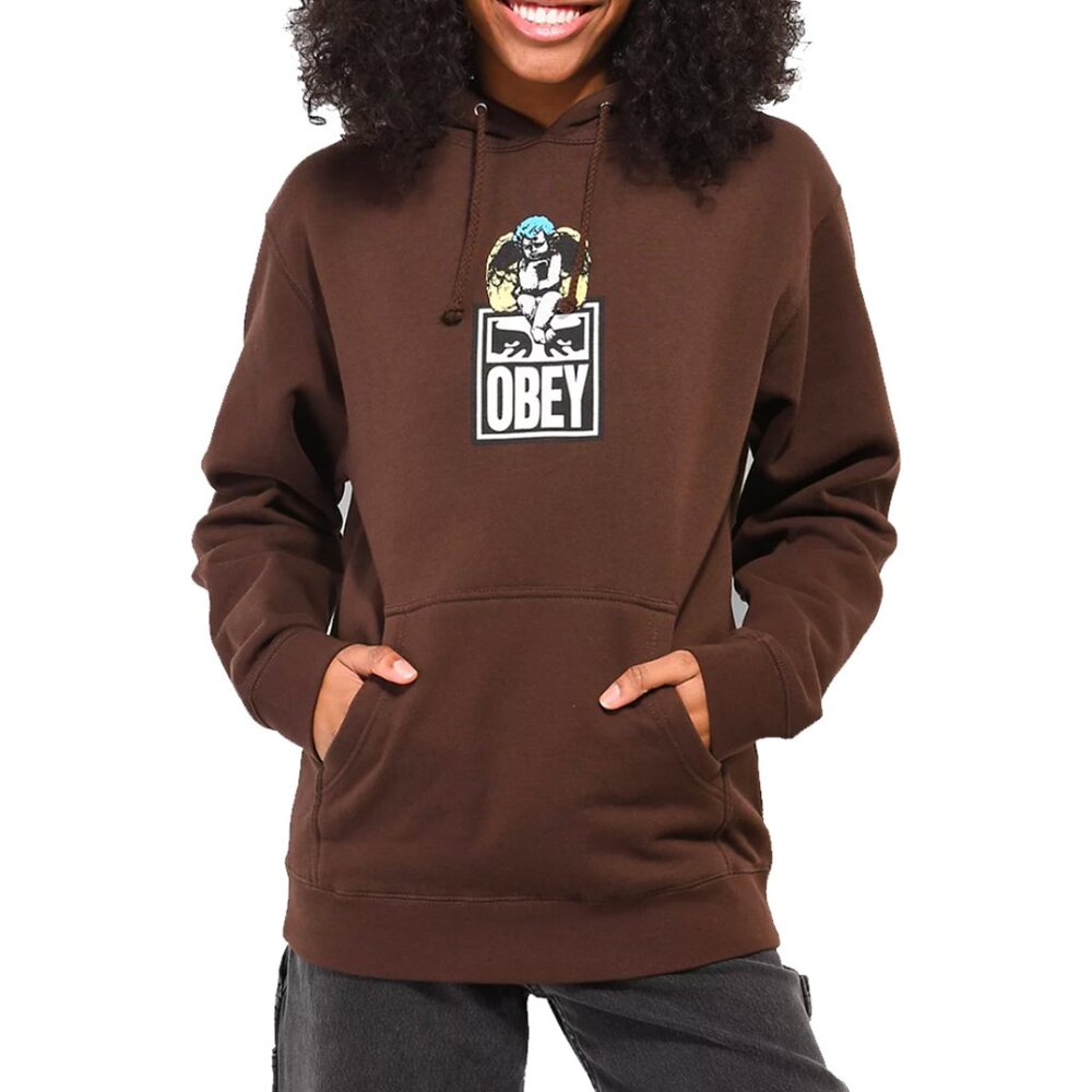 Obey Women Hoodie Falling Angels Brown Various Size New With Tags